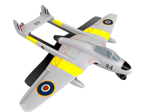 De Havilland Vampire British Fighter Jet 3D Model
