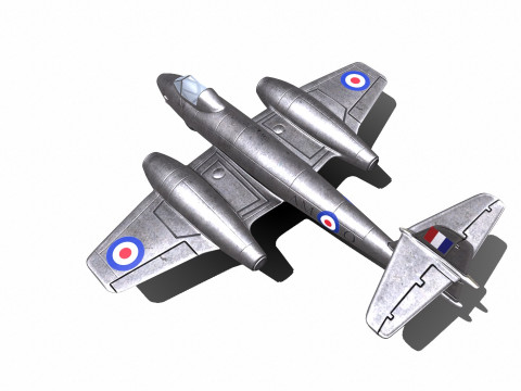 Gloster Meteor British Fighter Jet Model 3D