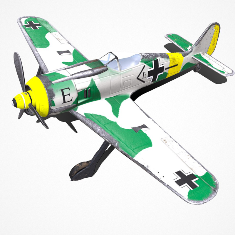 Focke-Wulf Fw 190 German WW1 Fighter Plane Modello 3D .c4d .max .obj .3ds .fbx .stl .blend