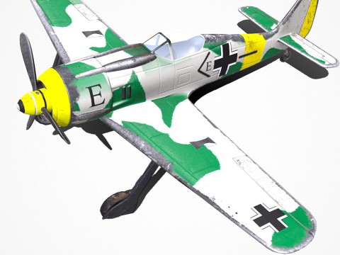 Focke-Wulf Fw 190 German WW1 Fighter Plane 3D मॉडल