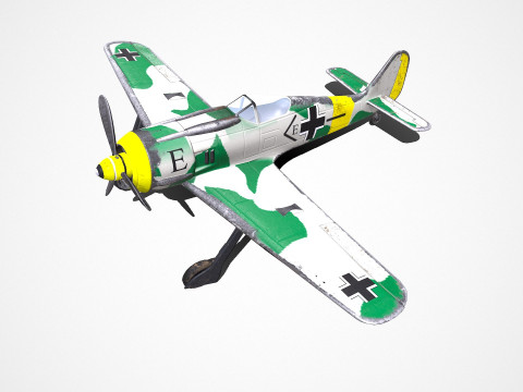 Focke-Wulf Fw 190 German WW1 Fighter Plane Modello 3D