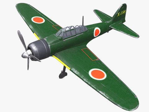Mitsubishi A6M Zero WW2 Japan Fighter Plane Model 3D