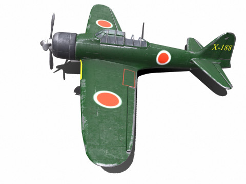Mitsubishi A6M Zero WW2 Japan Fighter Plane 3Dモデル