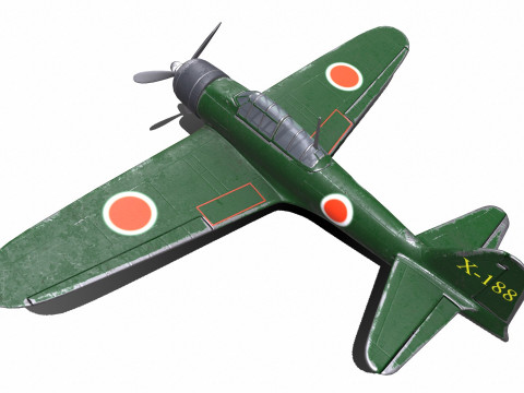 Mitsubishi A6M Zero WW2 Japan Fighter Plane 3Dモデル