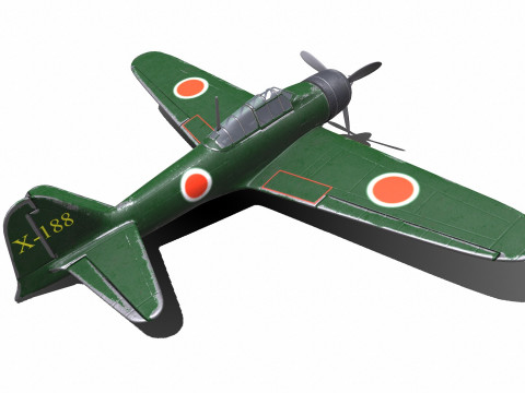 Mitsubishi A6M Zero WW2 Japan Fighter Plane 3Dモデル