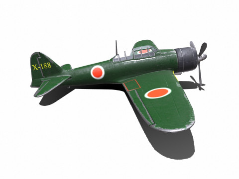 Mitsubishi A6M Zero WW2 Japan Fighter Plane 3Dモデル