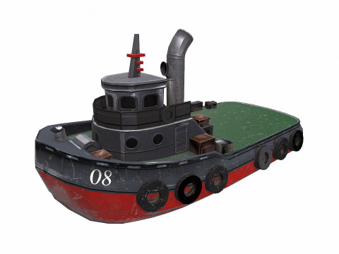 Tugboat Low-poly PBR 3D Model