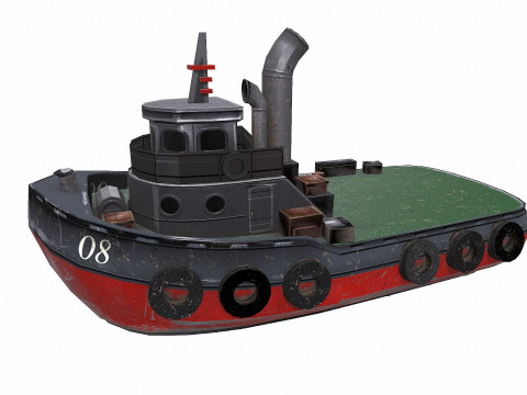 Tugboat Low-poly PBR 3D-Modell