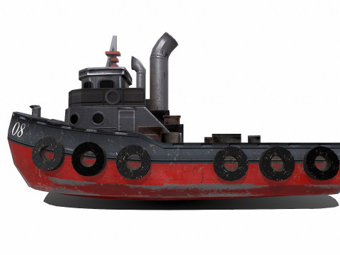 Tugboat Low-poly PBR 3D-Modell