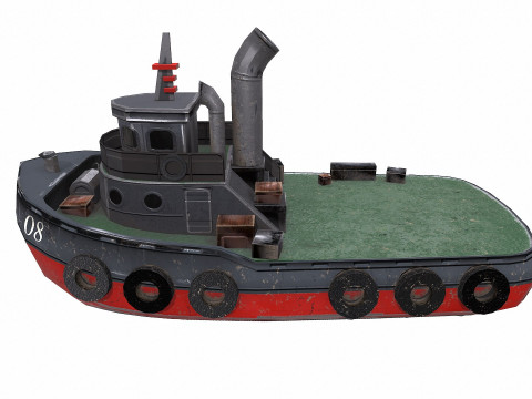 Tugboat Low-poly PBR 3D-Modell