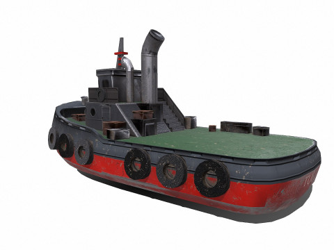 Tugboat Low-poly PBR 3D-Modell