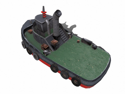 Tugboat Low-poly PBR 3D-Modell