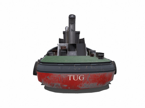 Tugboat Low-poly PBR 3D-Modell