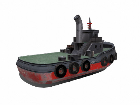 Tugboat Low-poly PBR 3D-Modell
