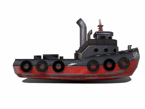 Tugboat Low-poly PBR 3D-Modell