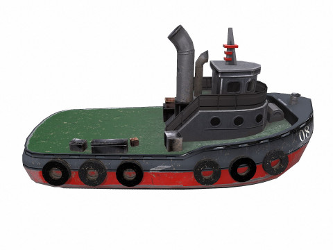 Tugboat Low-poly PBR 3D-Modell