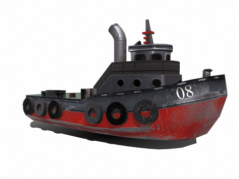 Tugboat Low-poly PBR 3D-Modell