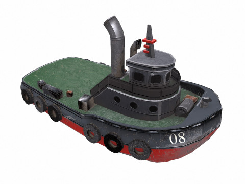 Tugboat Low-poly PBR 3D-Modell