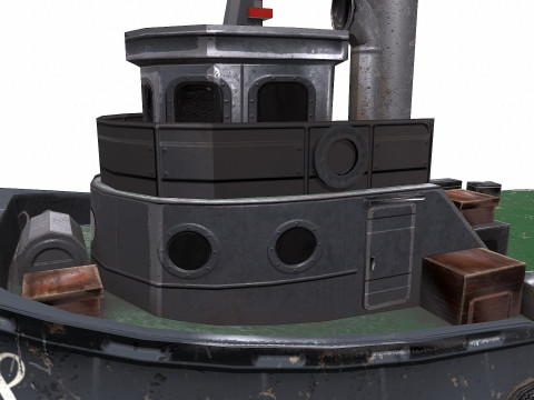 Tugboat Low-poly PBR 3D-Modell