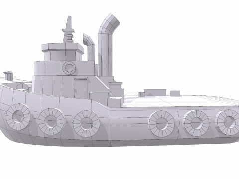 Tugboat Low-poly PBR 3D-Modell