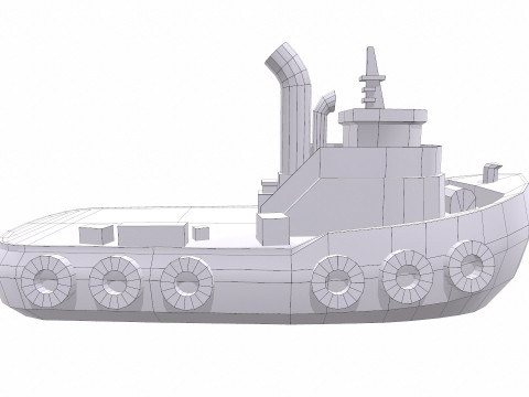 Tugboat Low-poly PBR 3D-Modell