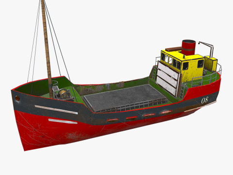 Old Cargo Ship Low-poly PBR 3D 模型