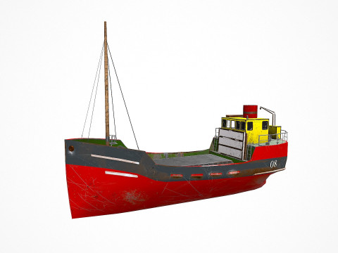 Old Cargo Ship Low-poly PBR 3D Model