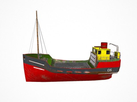 Old Cargo Ship Low-poly PBR 3D Model