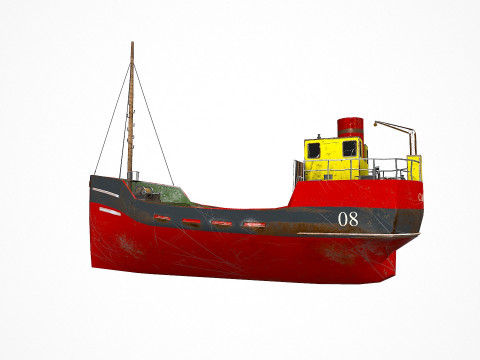 Old Cargo Ship Low-poly PBR 3D Model