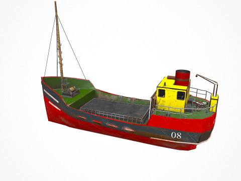 Old Cargo Ship Low-poly PBR 3D Model