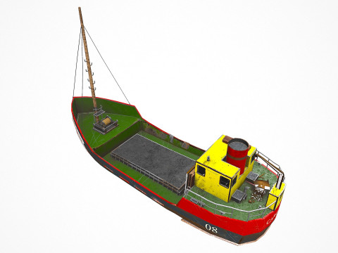 Old Cargo Ship Low-poly PBR 3D Model