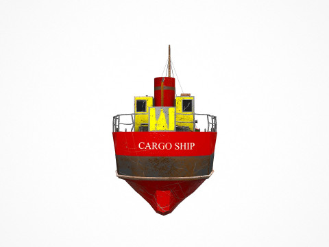 Old Cargo Ship Low-poly PBR 3D Model