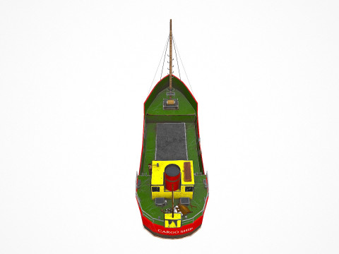 Old Cargo Ship Low-poly PBR 3D Model