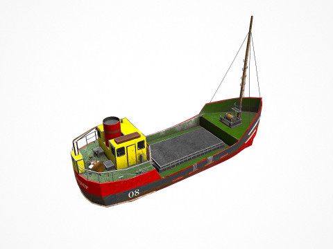 Old Cargo Ship Low-poly PBR 3D Model