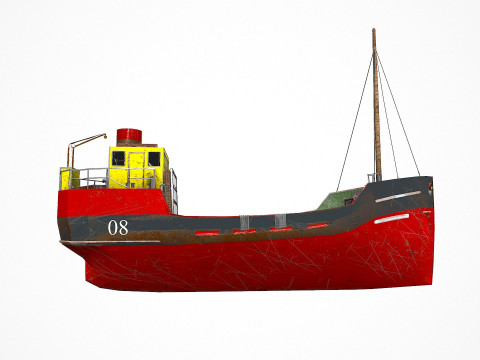 Old Cargo Ship Low-poly PBR 3D Model