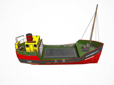 Old Cargo Ship Low-poly PBR 3D Model