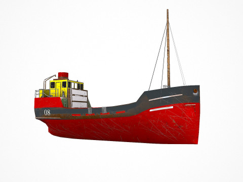 Old Cargo Ship Low-poly PBR 3D Model