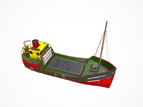 Old Cargo Ship Low-poly PBR 3D Model