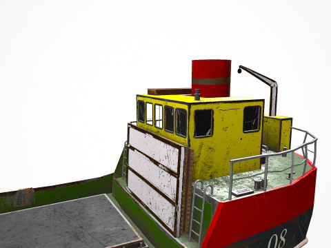 Old Cargo Ship Low-poly PBR 3D Model