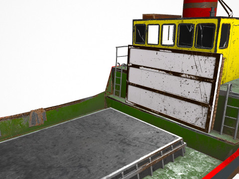 Old Cargo Ship Low-poly PBR 3D Model