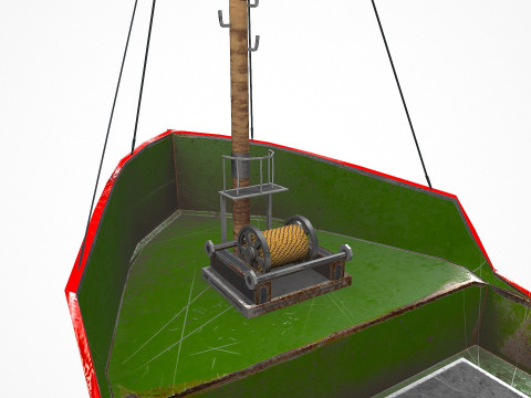 Old Cargo Ship Low-poly PBR 3D Model