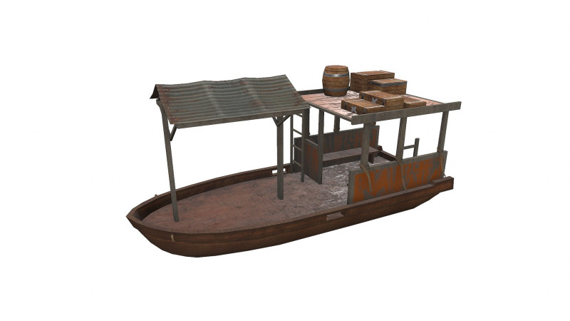 Old Wooden Boat 3D Model .c4d .max .obj .3ds .fbx .stl .blend