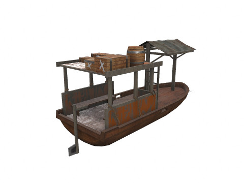Old Wooden Boat 3D Model