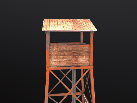 Old Wooden Watchtower Low-poly 3D Модель