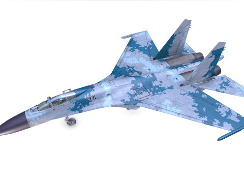 Sukhoi Su-47 Fighter Jet Low-poly Model 3D