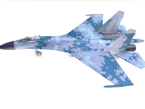 Sukhoi Su-47 Fighter Jet Low-poly Model 3D