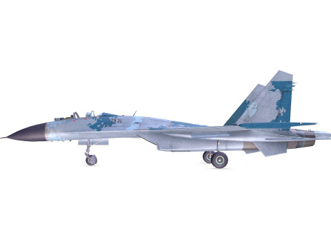 Sukhoi Su-47 Fighter Jet Low-poly Model 3D
