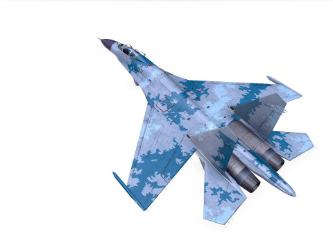 Sukhoi Su-47 Fighter Jet Low-poly Model 3D