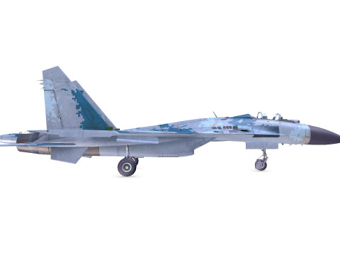 Sukhoi Su-47 Fighter Jet Low-poly Model 3D