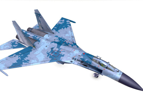 Sukhoi Su-47 Fighter Jet Low-poly Model 3D